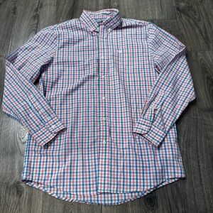Chaps Blue and Red Orange Plaid Casual button down Shirt size medium checkered